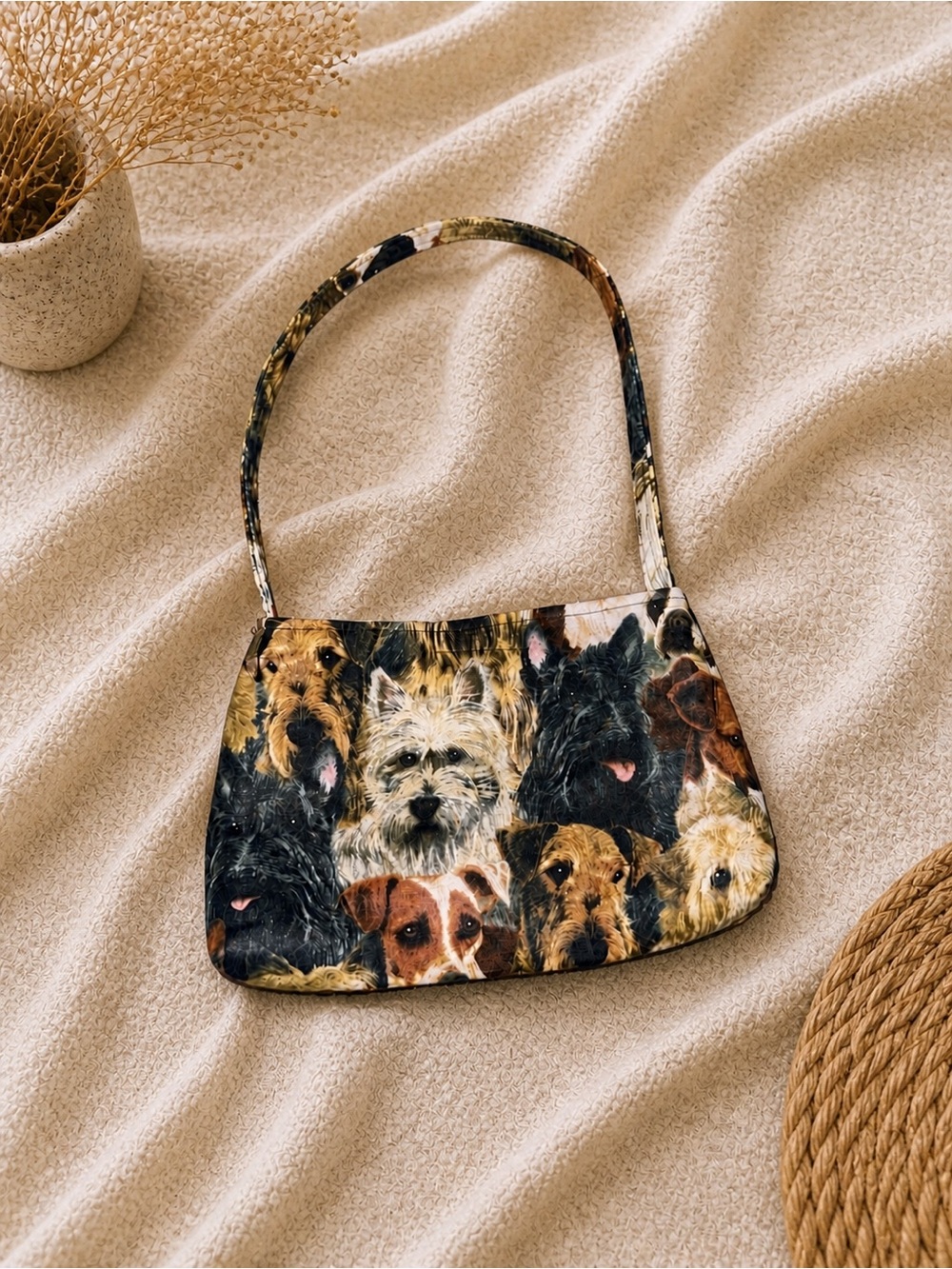 Dog Print Shoulder Bag